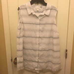 beach lunch lounge Blue & White Stripe Sleeveless